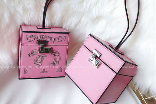 pink box bag(handmade)-100%소가죽