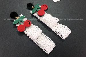 기획상품) cherry lace earrings