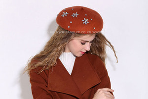 jewelry beret hat(100%wool)