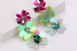 기획상품) color big flower earrings(handmade)